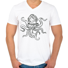 PRINTFASHION Polip - Férfi V-nyakú póló - Fehér férfi póló