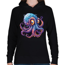 PRINTFASHION Polip  - Női kapucnis pulóver - Fekete női pulóver, kardigán