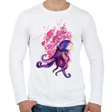 PRINTFASHION Polip vízfesték - Férfi hosszú ujjú póló - Fehér férfi póló