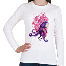PRINTFASHION Polip vízfesték - Női hosszú ujjú póló - Fehér női póló