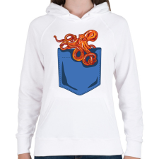 PRINTFASHION Polipos zseb - Női kapucnis pulóver - Fehér női pulóver, kardigán