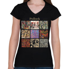 PRINTFASHION Pollock - részletek - Női V-nyakú póló - Fekete