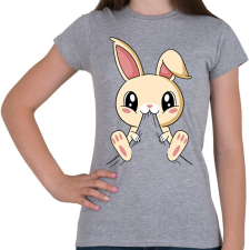PRINTFASHION Póló rágó nyuszi - Női póló - Sport szürke női póló