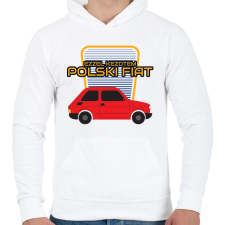 PRINTFASHION Polski Fiat - ezzel kezdtem - Férfi kapucnis pulóver - Fehér férfi pulóver, kardigán
