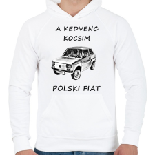 PRINTFASHION POLSKI FIAT - Férfi kapucnis pulóver - Fehér férfi pulóver, kardigán