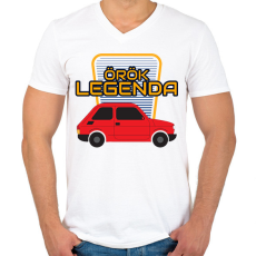 PRINTFASHION Polski Fiat Örök Legenda - Férfi V-nyakú póló - Fehér