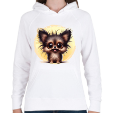 PRINTFASHION Pomerániai spitz - Női kapucnis pulóver - Fehér női pulóver, kardigán