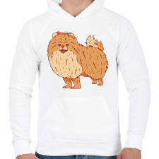 PRINTFASHION Pomerániai törpespicc - Férfi kapucnis pulóver - Fehér férfi pulóver, kardigán