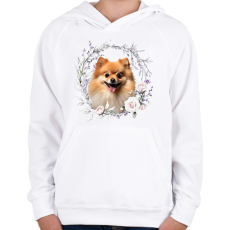 PRINTFASHION pomerániai törpespicc virágokkal - Gyerek kapucnis pulóver - Fehér