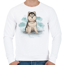 PRINTFASHION Pomsky kutya - Férfi pulóver - Fehér férfi pulóver, kardigán