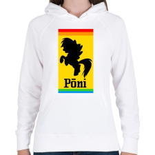 PRINTFASHION Póni - Ferrari paródia - Női kapucnis pulóver - Fehér női pulóver, kardigán