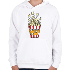 PRINTFASHION Popcorn zseb - Gyerek kapucnis pulóver - Fehér gyerek pulóver, kardigán