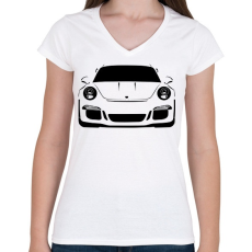 PRINTFASHION Porsche 911 - Női V-nyakú póló - Fehér