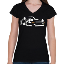 PRINTFASHION Porsche 911 - Női V-nyakú póló - Fekete női póló