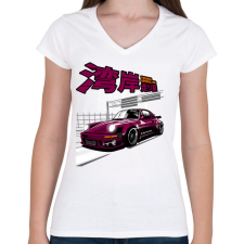 PRINTFASHION PORSCHE 911 RAUH WELT BEGRIFF RWB - Női V-nyakú póló - Fehér női póló
