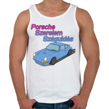 PRINTFASHION Porsche Szerelem Száguldás      | Babakék Edition - Férfi atléta - Fehér atléta, trikó