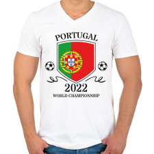 PRINTFASHION Portugal 2022 - Férfi V-nyakú póló - Fehér férfi póló