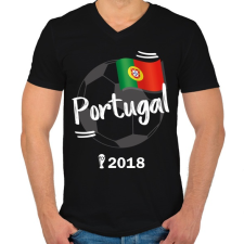 PRINTFASHION Portugália - Férfi V-nyakú póló - Fekete férfi póló