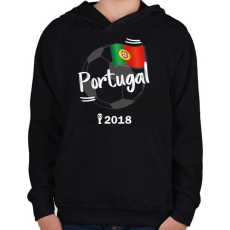 PRINTFASHION Portugália - Gyerek kapucnis pulóver - Fekete