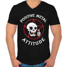 PRINTFASHION Positive metal attitude - Férfi V-nyakú póló - Fekete