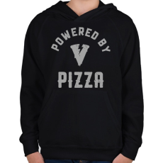 PRINTFASHION Powered by Pizza - Gyerek kapucnis pulóver - Fekete