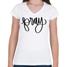 PRINTFASHION Pray - Női V-nyakú póló - Fehér női póló