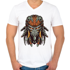 PRINTFASHION Predator - Férfi V-nyakú póló - Fehér