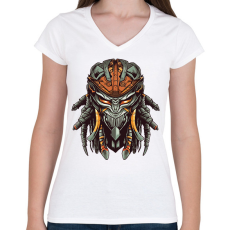 PRINTFASHION Predator - Női V-nyakú póló - Fehér