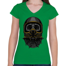 PRINTFASHION Predator sisak - Női V-nyakú póló - Zöld