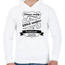 PRINTFASHION Prémium minőség - Évvel, hónappal - Férfi kapucnis pulóver - Fehér férfi pulóver, kardigán