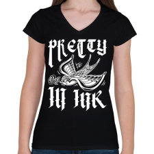 PRINTFASHION Pretty in ink - Női V-nyakú póló - Fekete női póló