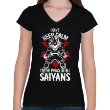 PRINTFASHION Prince of all saiyans - Női V-nyakú póló - Fekete női póló