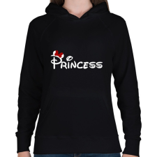 PRINTFASHION Princess fehér felirat - Női kapucnis pulóver - Fekete női pulóver, kardigán