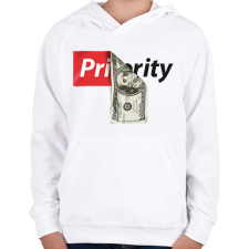 PRINTFASHION Priority - Gyerek kapucnis pulóver - Fehér gyerek pulóver, kardigán