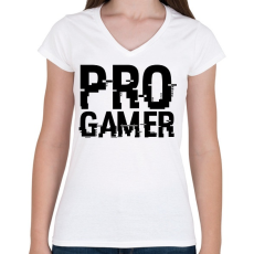 PRINTFASHION PRO GAMER - Női V-nyakú póló - Fehér