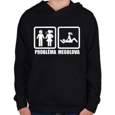 PRINTFASHION Probléma megoldva - Gyerek kapucnis pulóver - Fekete