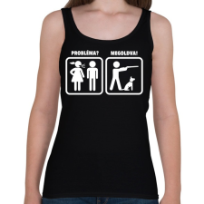 PRINTFASHION Probléma? Megoldva! - Vadászat - Női atléta - Fekete női trikó