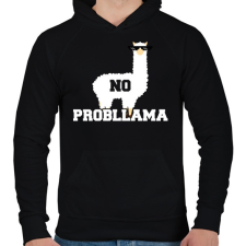 PRINTFASHION Probllama - Férfi kapucnis pulóver - Fekete férfi pulóver, kardigán