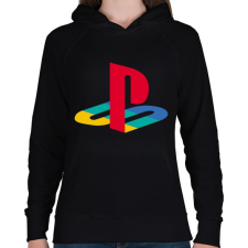 PRINTFASHION PS 2 Logo - Női kapucnis pulóver - Fekete női pulóver, kardigán