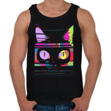 PRINTFASHION Psychedelic cat - Férfi atléta - Fekete atléta, trikó