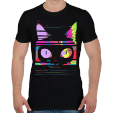PRINTFASHION Psychedelic cat - Férfi póló - Fekete férfi póló