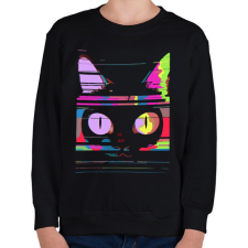 PRINTFASHION Psychedelic cat - Gyerek pulóver - Fekete gyerek pulóver, kardigán