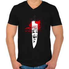 PRINTFASHION Psycho - Férfi V-nyakú póló - Fekete férfi póló