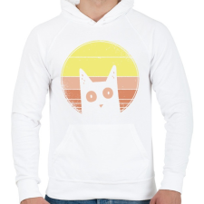 PRINTFASHION Psycho macska - Férfi kapucnis pulóver - Fehér férfi pulóver, kardigán