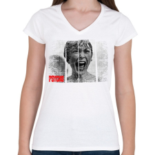 PRINTFASHION Psycho - Női V-nyakú póló - Fehér női póló