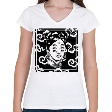 PRINTFASHION Pszichedelikus nő - Női V-nyakú póló - Fehér női póló