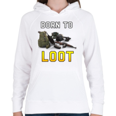 PRINTFASHION PUBG - Born to Loot - Női kapucnis pulóver - Fehér