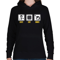 PRINTFASHION PUBG - chute - loot - dinner - Női kapucnis pulóver - Fekete