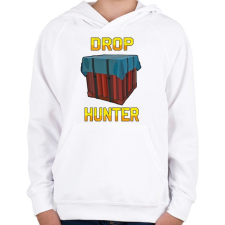 PRINTFASHION PUBG - Drop Hunter - Gyerek kapucnis pulóver - Fehér gyerek pulóver, kardigán