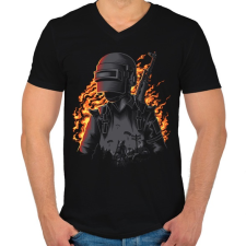 PRINTFASHION PUBG - Férfi V-nyakú póló - Fekete férfi póló
